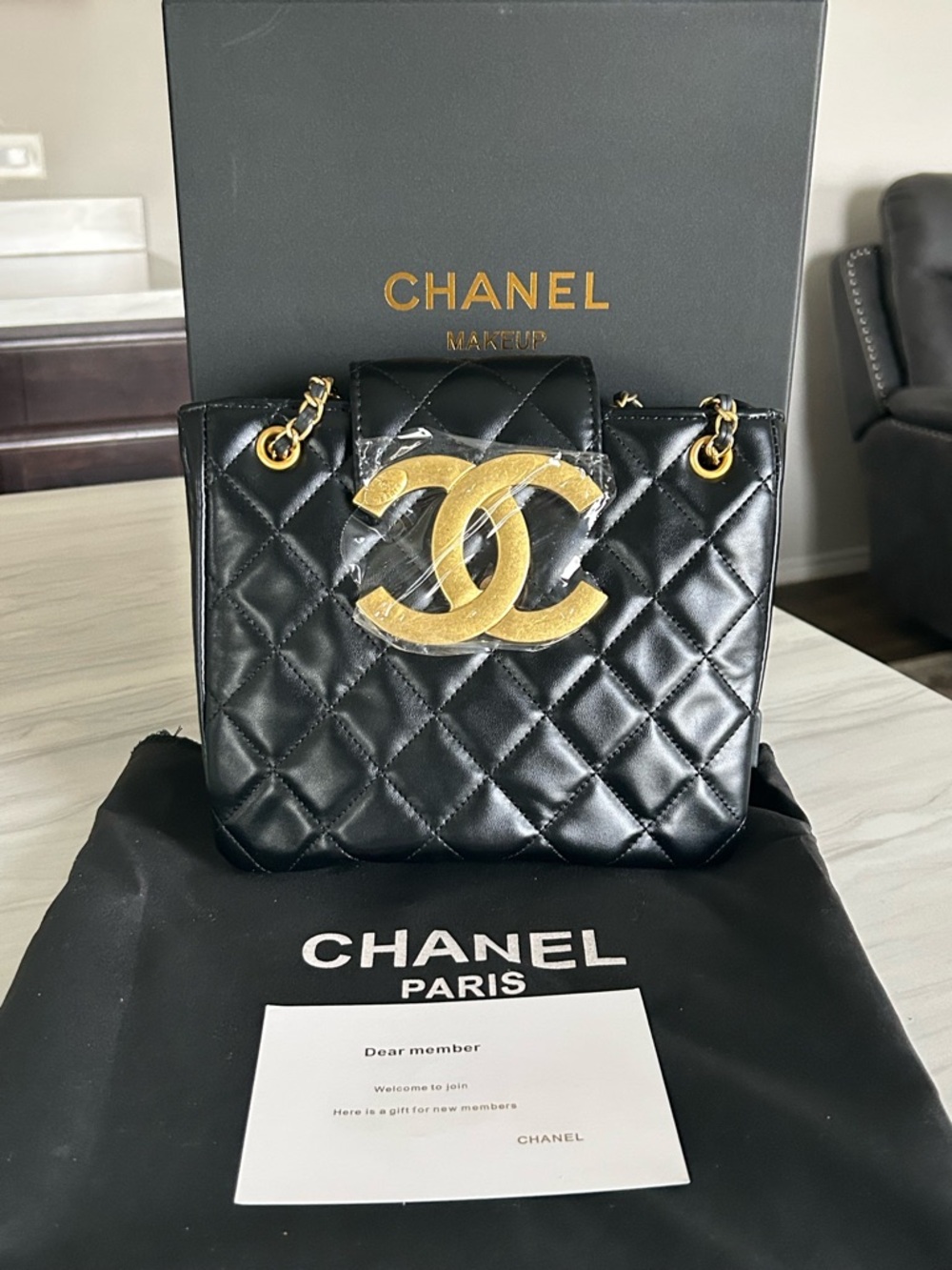 CHANEL VIP GWP Black Quilted Leather Shoulder Bag with Gold CC Hardware